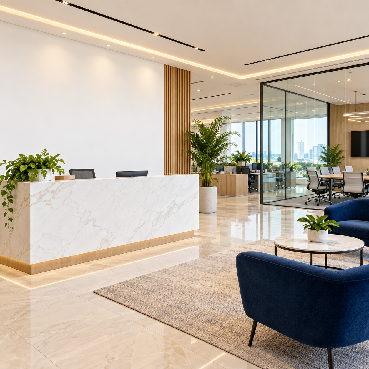 Illustration of a welcoming modern software office reception
